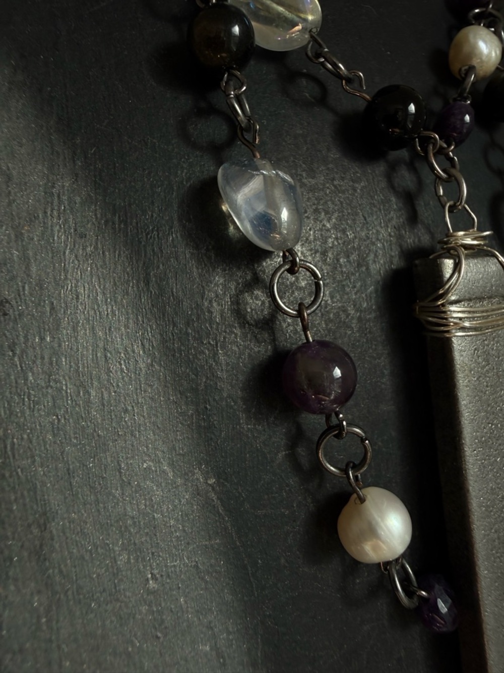 Pearl quartz Amethyst Pendant Necklace with coffin nail jewelry gothic necklace - Picture 10 of 10